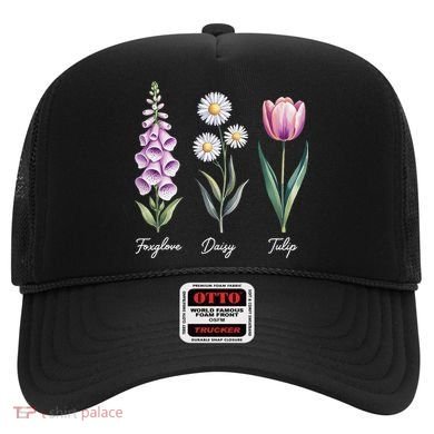 Subtle Floral Flowers Foxglove Daisy Tulip Hat