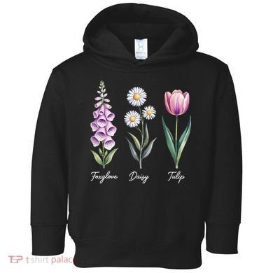 Subtle Floral Flowers Foxglove Daisy Tulip Toddler Hoodie