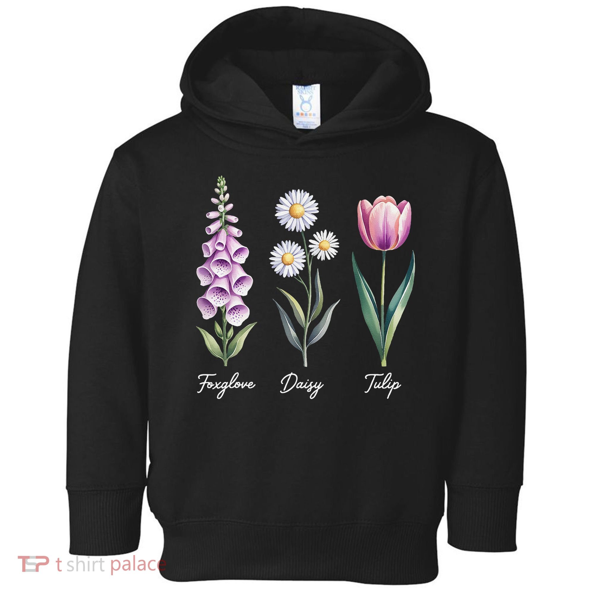 Subtle Floral Flowers Foxglove Daisy Tulip Toddler Hoodie