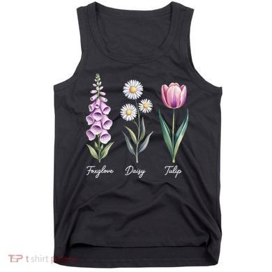 Subtle Floral Flowers Foxglove Daisy Tulip Tank Top