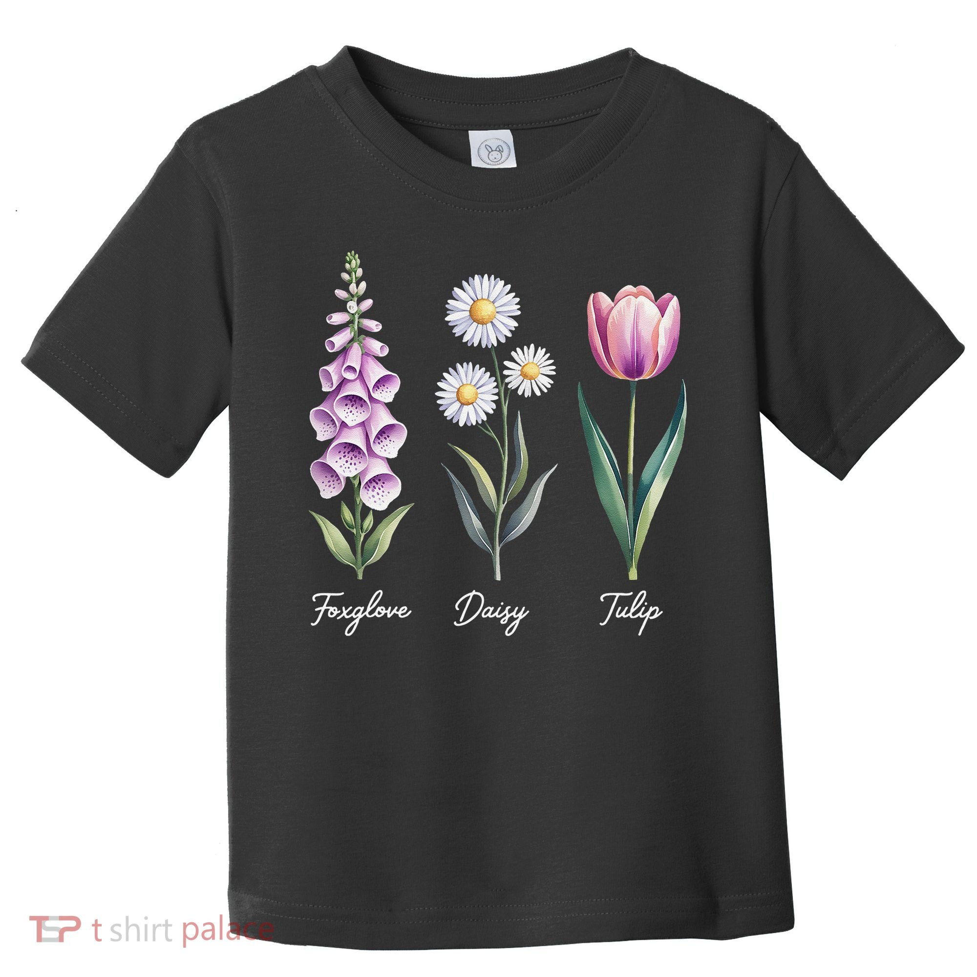 Subtle Floral Flowers Foxglove Daisy Tulip Toddler T-Shirt
