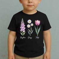Subtle Floral Flowers Foxglove Daisy Tulip Toddler T-Shirt thumb 2