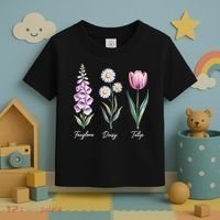 Subtle Floral Flowers Foxglove Daisy Tulip Toddler T-Shirt thumb 3