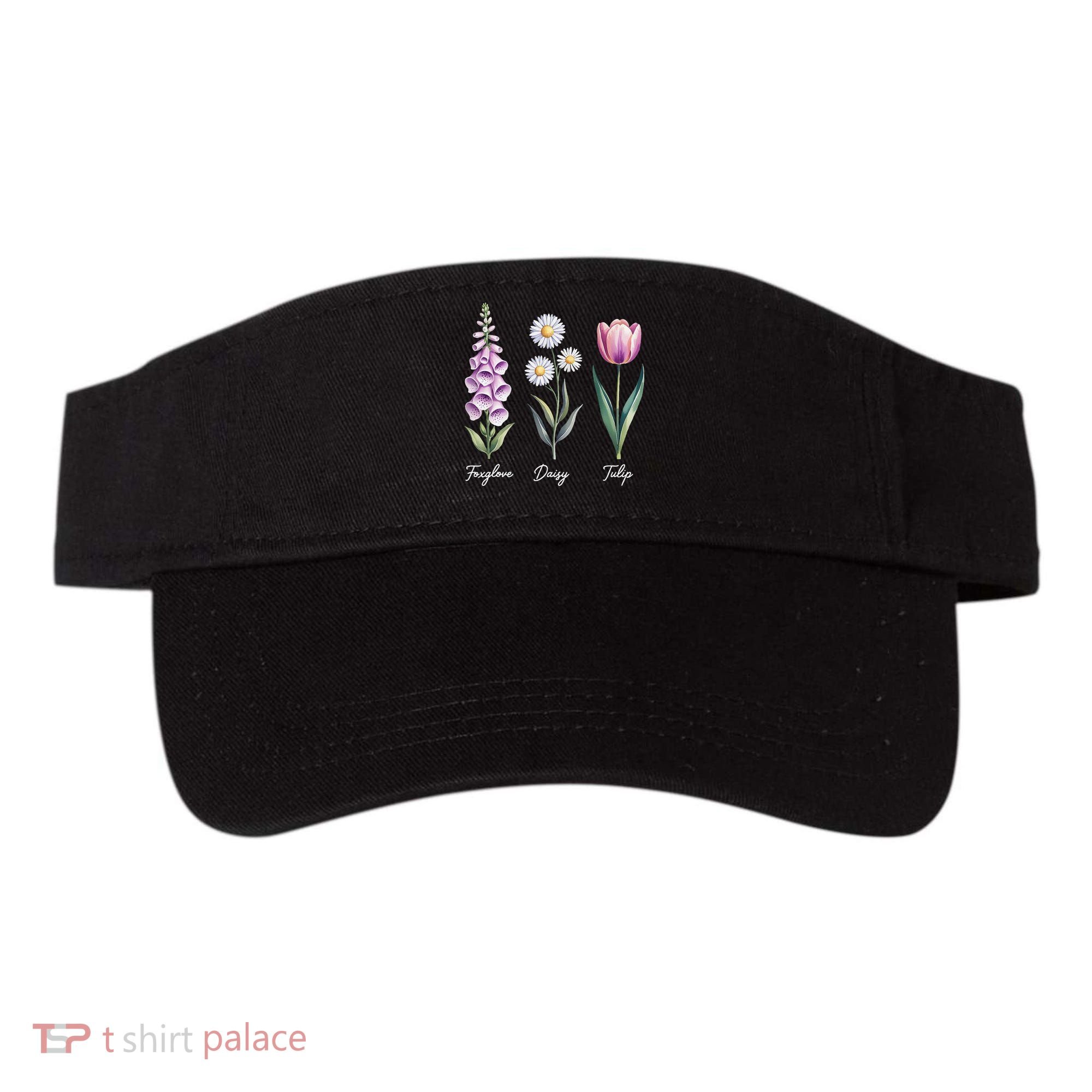 Subtle Floral Flowers Foxglove Daisy Tulip Visor