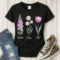 Subtle Floral Flowers Foxglove Daisy Tulip Women's T-Shirt thumb 3
