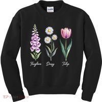 Subtle Floral Flowers Foxglove Daisy Tulip Kids Sweatshirt thumb 0