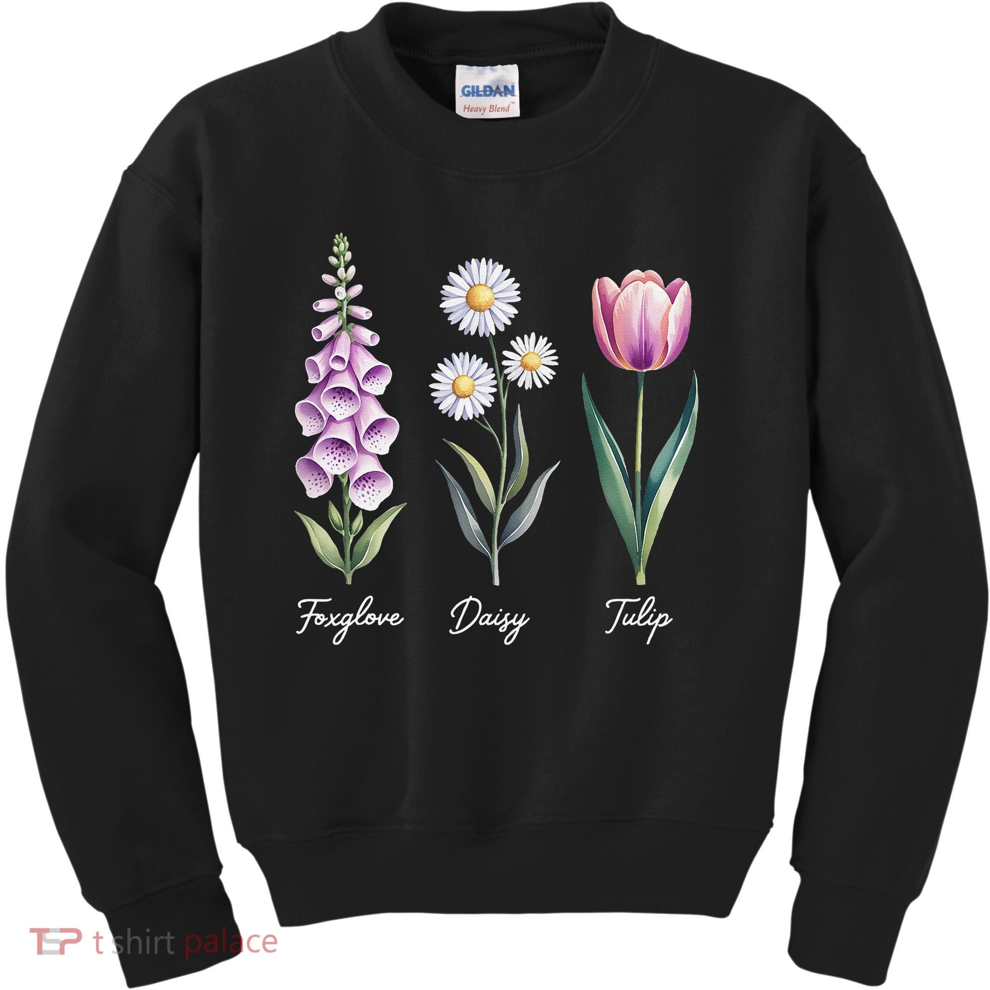 Subtle Floral Flowers Foxglove Daisy Tulip Kids Sweatshirt