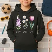 Subtle Floral Flowers Foxglove Daisy Tulip Kids Hoodie thumb 2