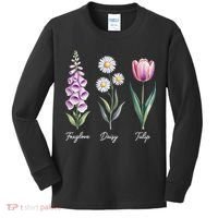Subtle Floral Flowers Foxglove Daisy Tulip Kids Long Sleeve Shirt thumb 0