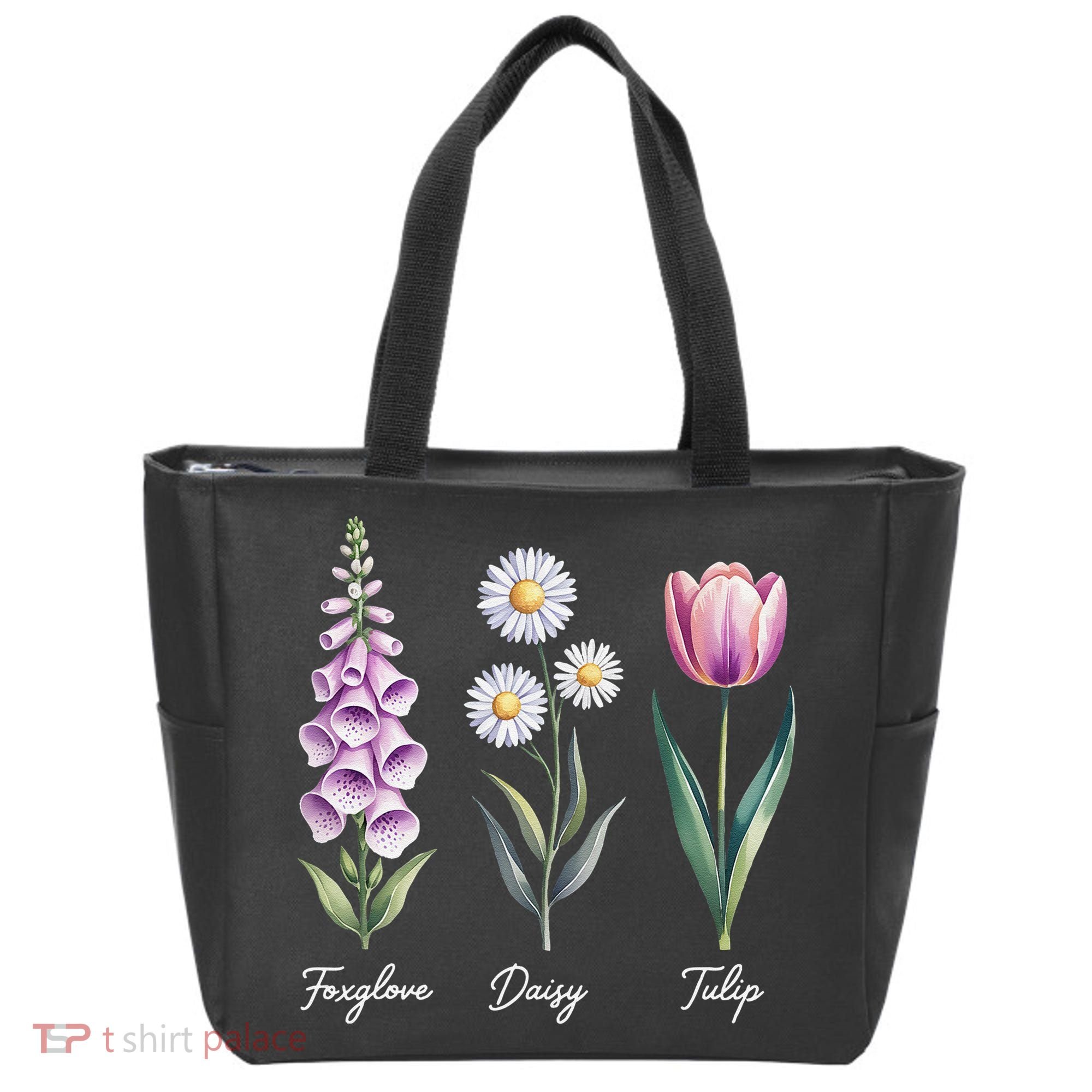 Subtle Floral Flowers Foxglove Daisy Tulip Tote Bag