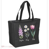 Subtle Floral Flowers Foxglove Daisy Tulip Tote Bag thumb 2