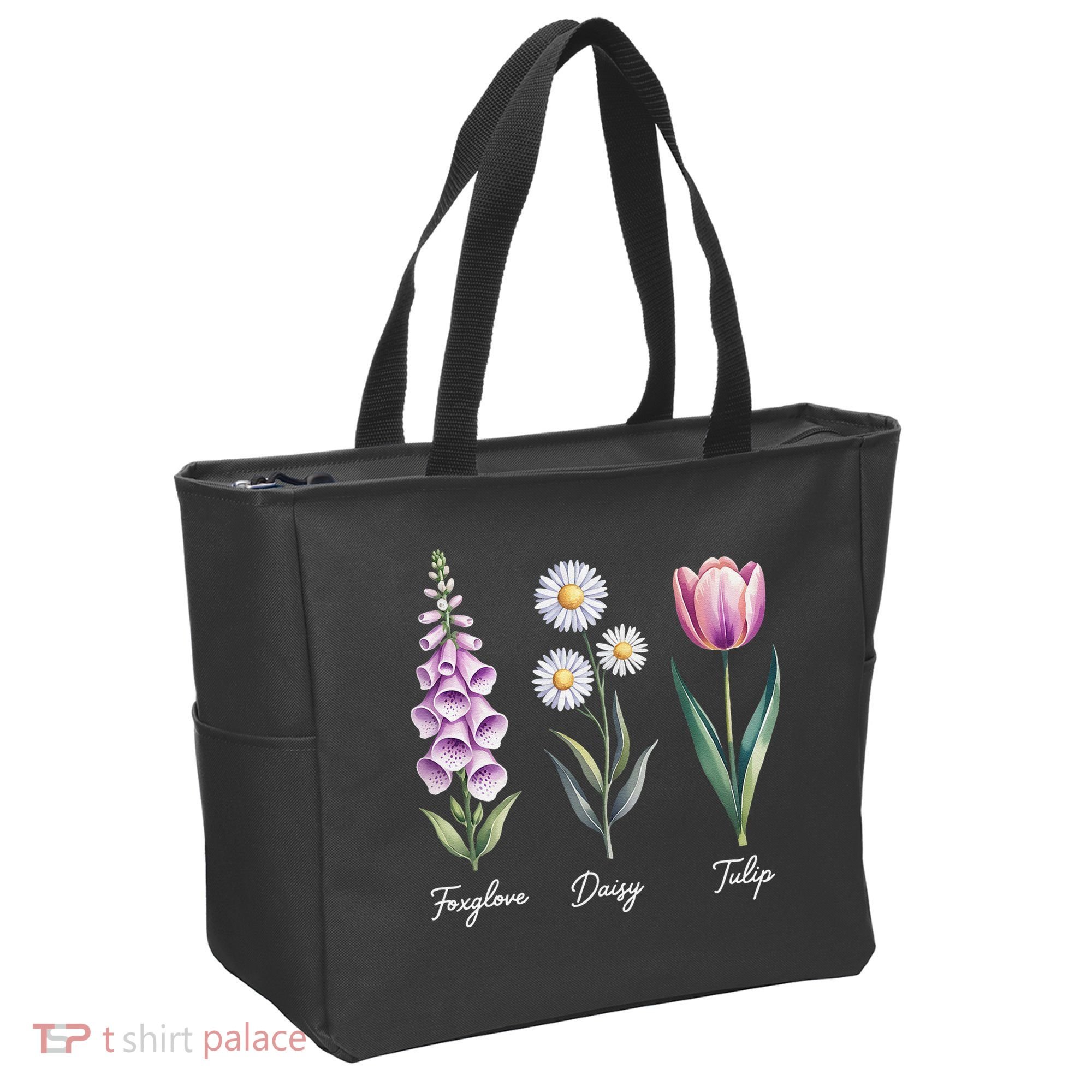 Subtle Floral Flowers Foxglove Daisy Tulip Tote Bag