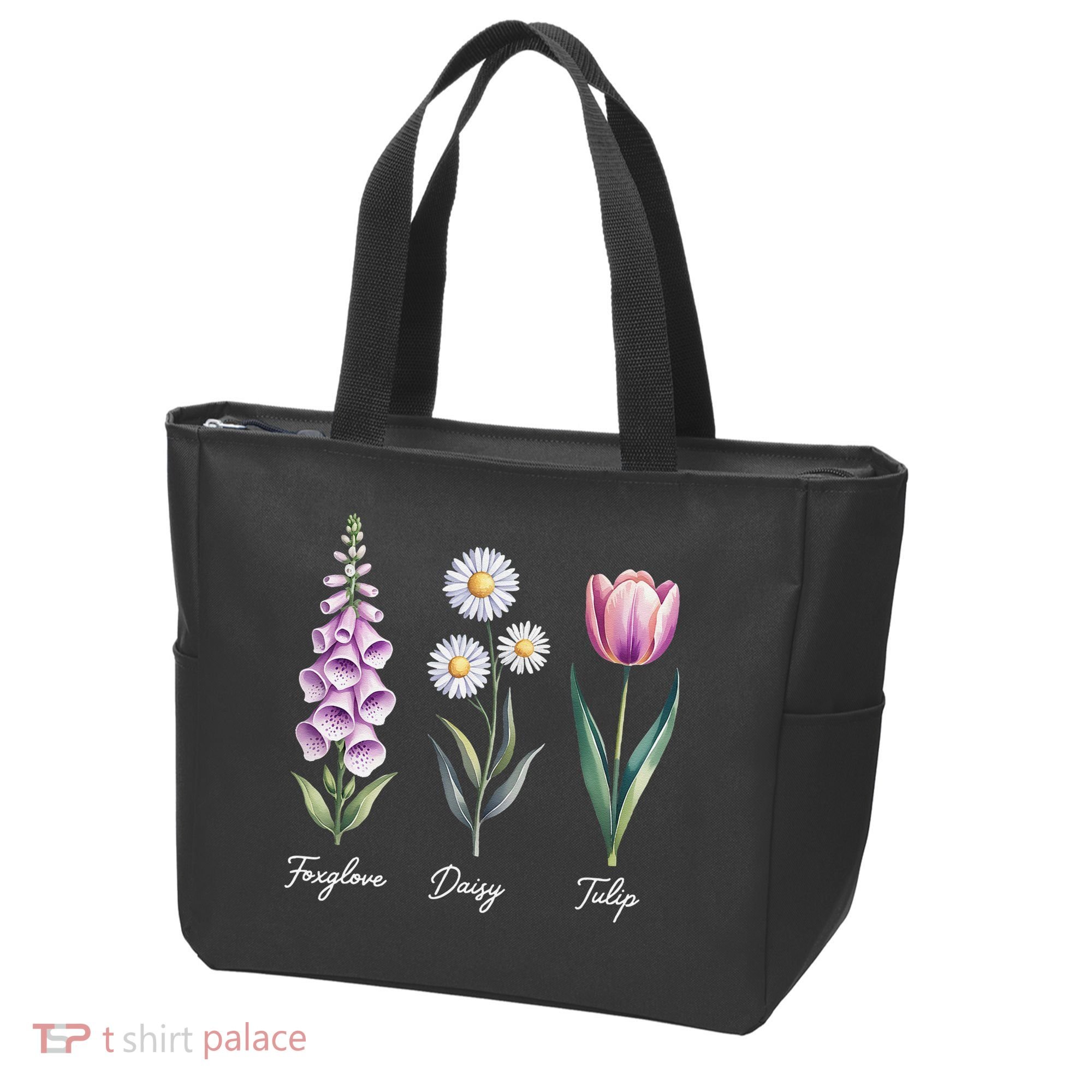 Subtle Floral Flowers Foxglove Daisy Tulip Tote Bag