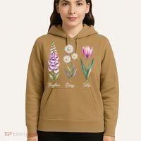 Subtle Floral Flowers Foxglove Daisy Tulip Hoodie thumb 5