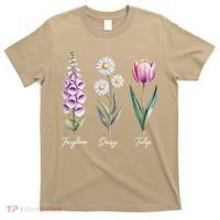 Subtle Floral Flowers Foxglove Daisy Tulip T-Shirt thumb 0