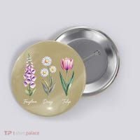 Subtle Floral Flowers Foxglove Daisy Tulip Button thumb 0