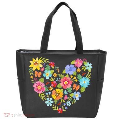 Springtime Flowers Floral Heart Tote Bag