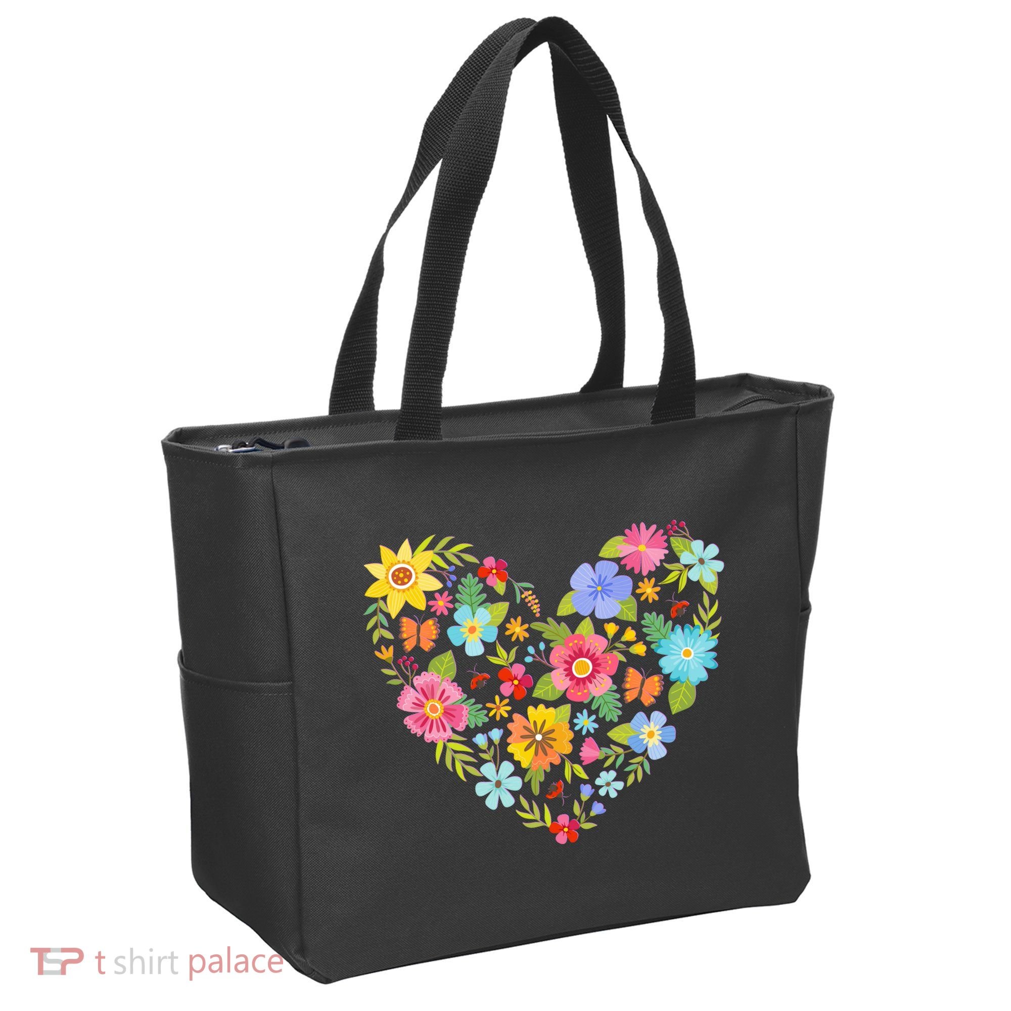 Springtime Flowers Floral Heart Tote Bag