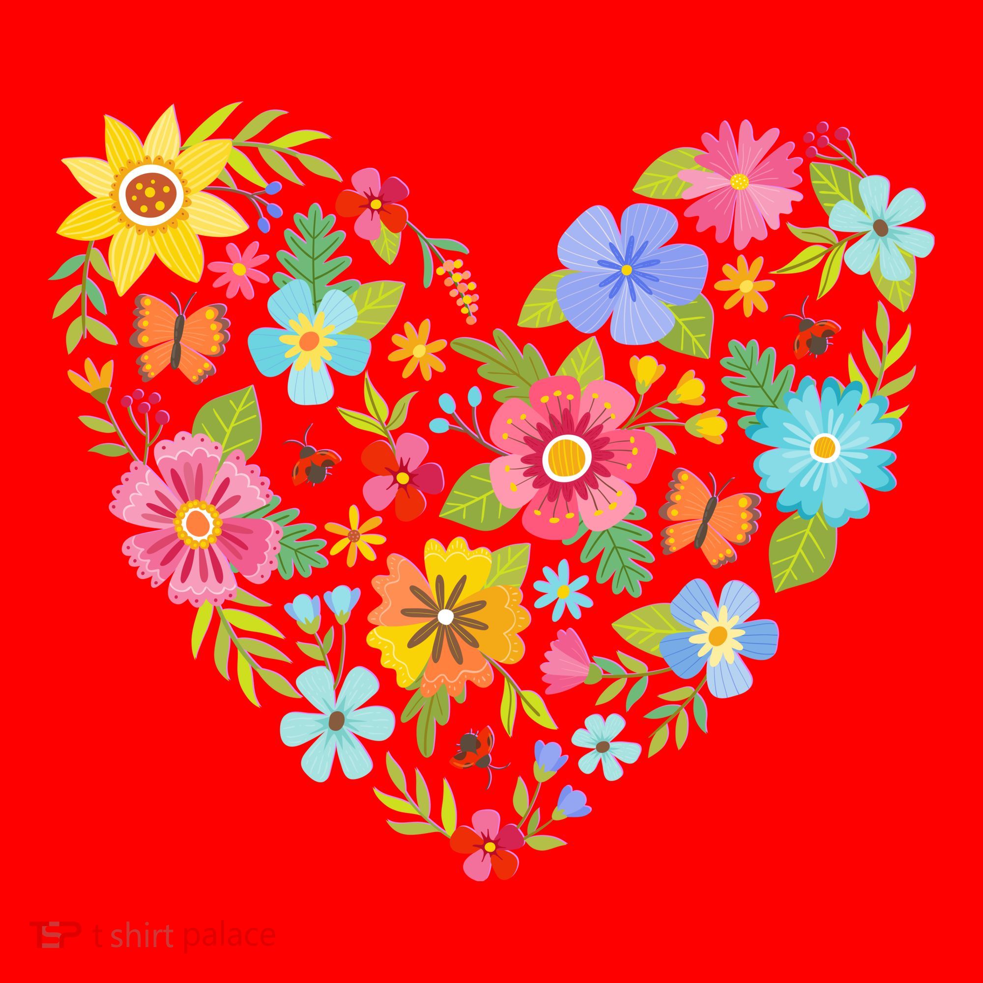 Springtime Flowers Floral Heart Santa Hat
