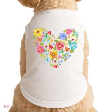 Springtime Flowers Floral Heart Doggie Tank
