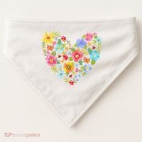 Springtime Flowers Floral Heart USA-Made Doggie Bandana thumb 0