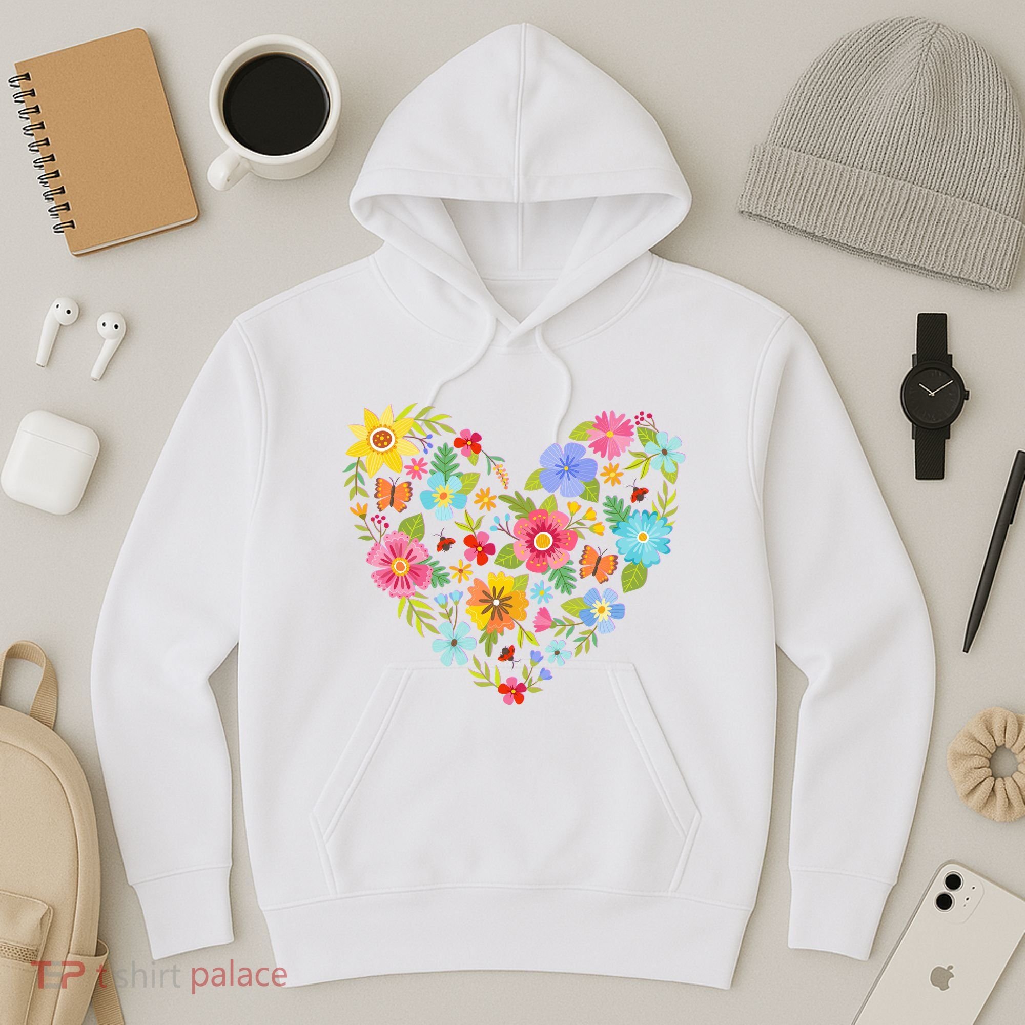 Springtime Flowers Floral Heart Hoodie