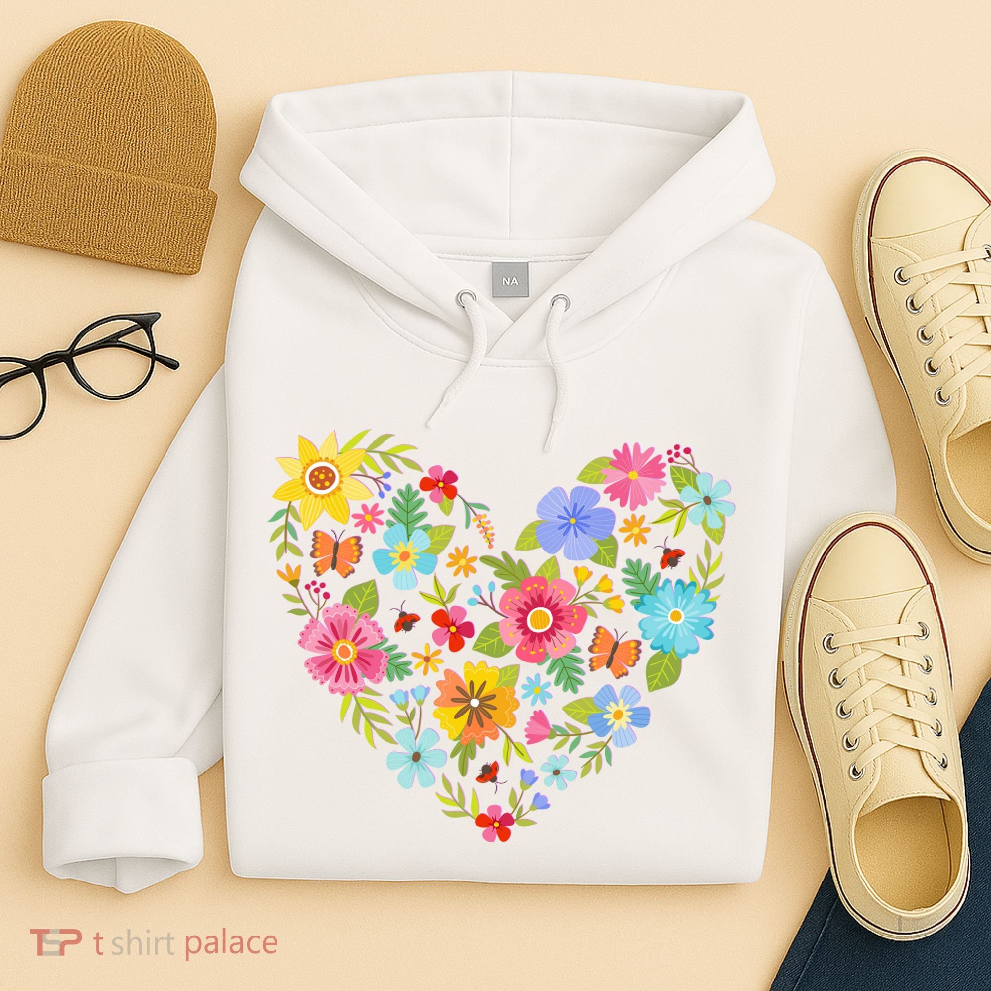 Springtime Flowers Floral Heart Hoodie