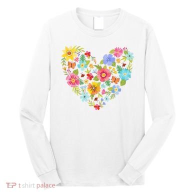 Springtime Flowers Floral Heart Long Sleeve Shirt