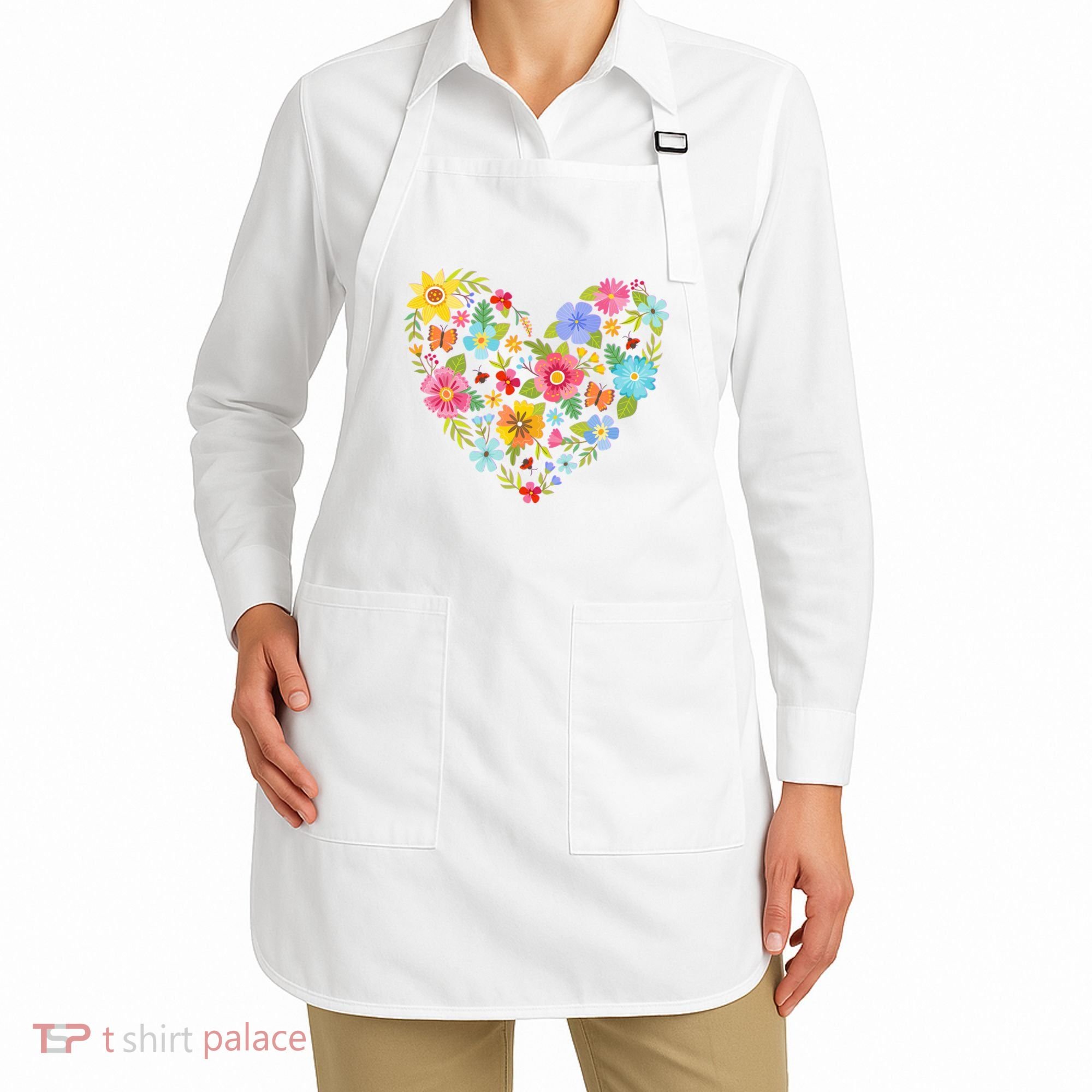 Springtime Flowers Floral Heart Apron