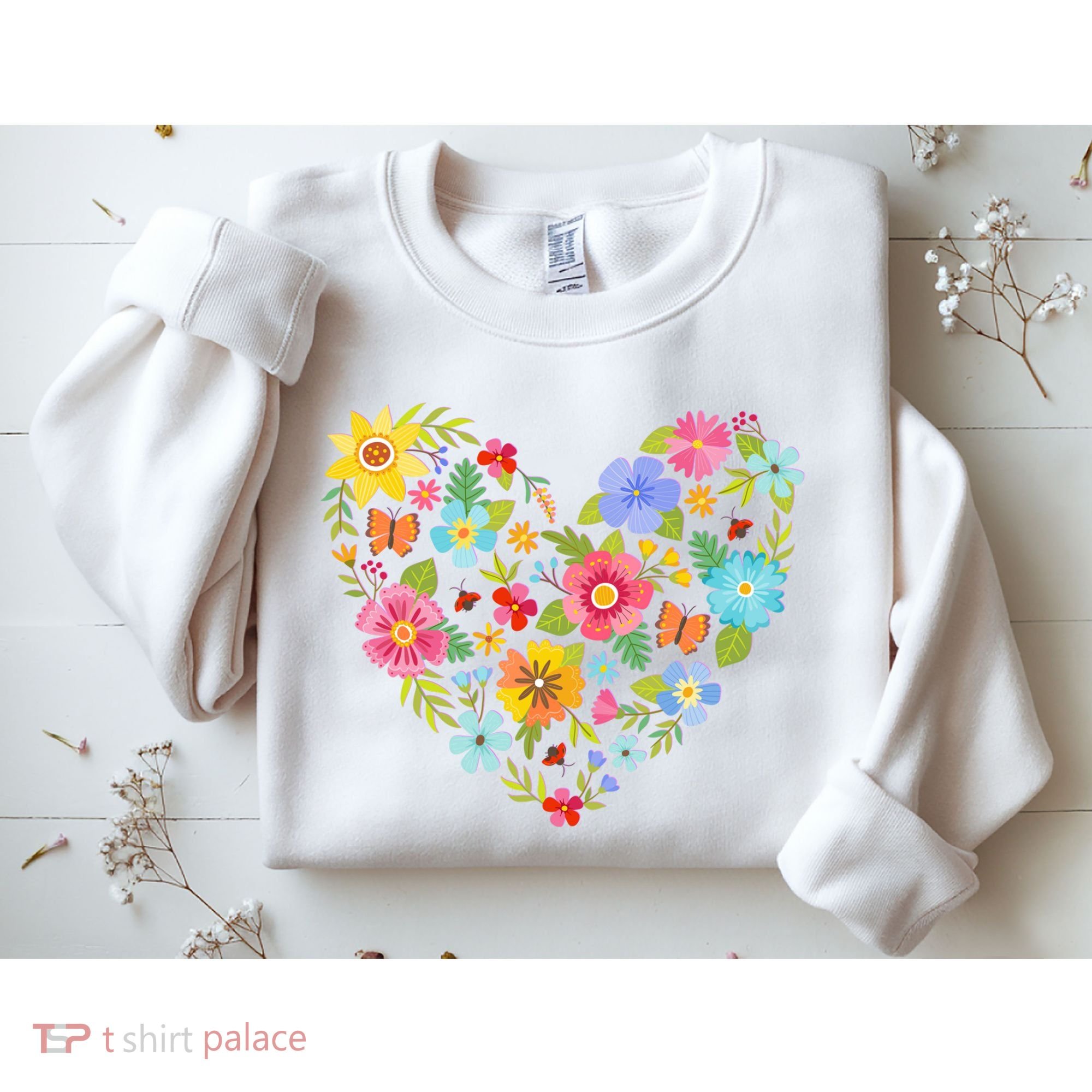 Springtime Flowers Floral Heart Sweatshirt
