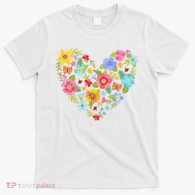 Springtime Flowers Floral Heart T-Shirt