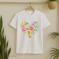Springtime Flowers Floral Heart T-Shirt thumb 2