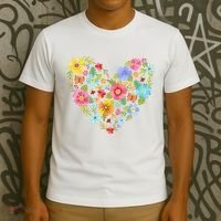 Springtime Flowers Floral Heart T-Shirt thumb 3