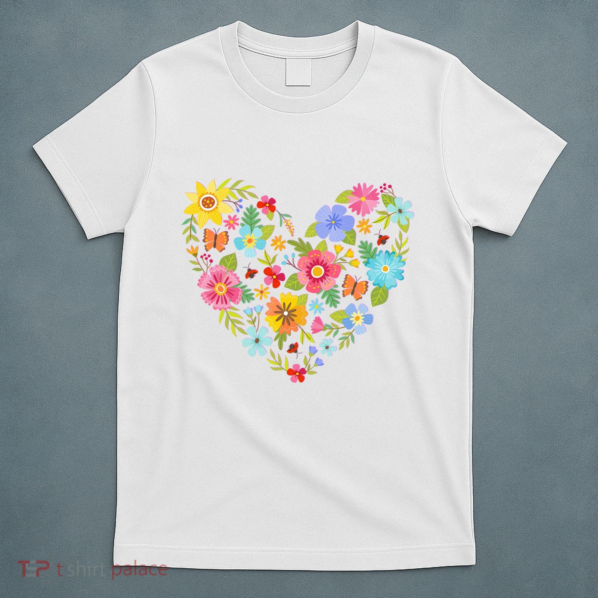 Springtime Flowers Floral Heart T-Shirt