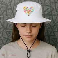 Springtime Flowers Floral Heart Bucket Hat thumb 3