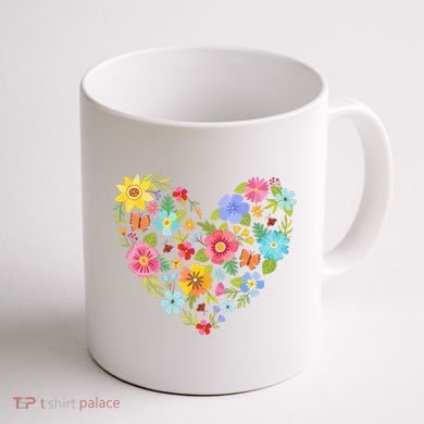 Springtime Flowers Floral Heart Coffee Mug back