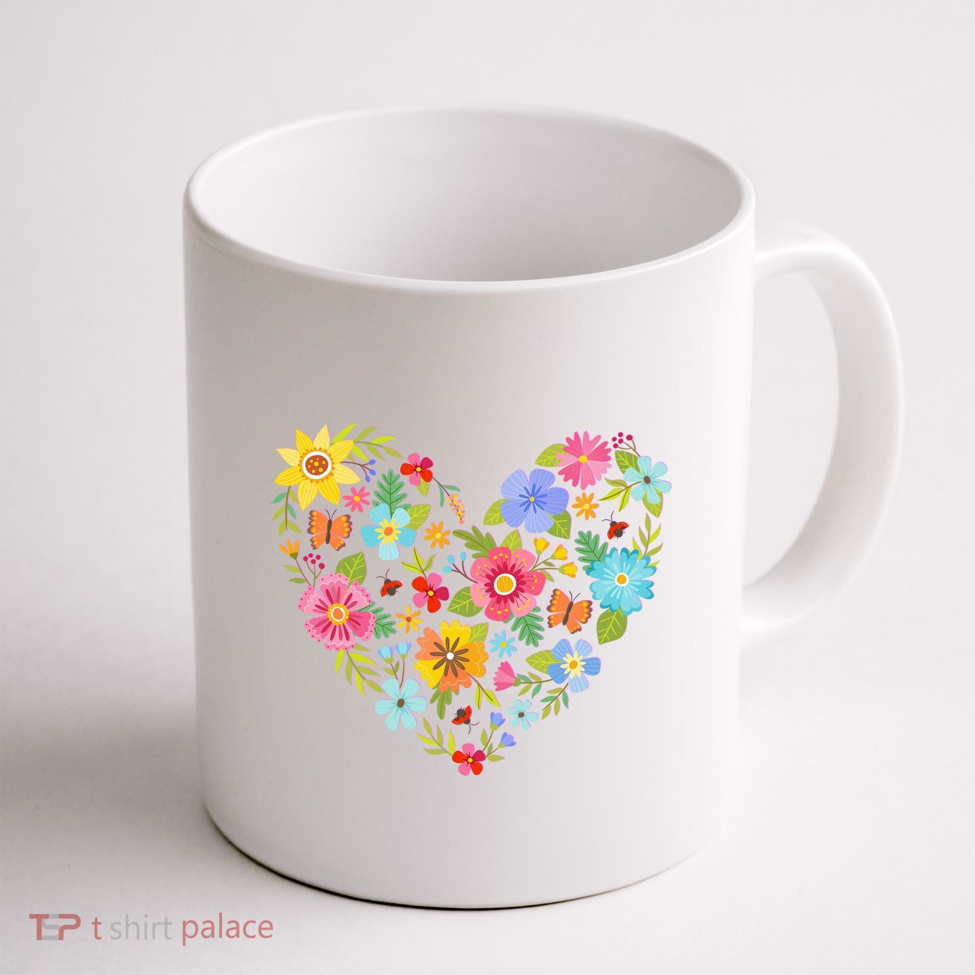 Springtime Flowers Floral Heart Coffee Mug