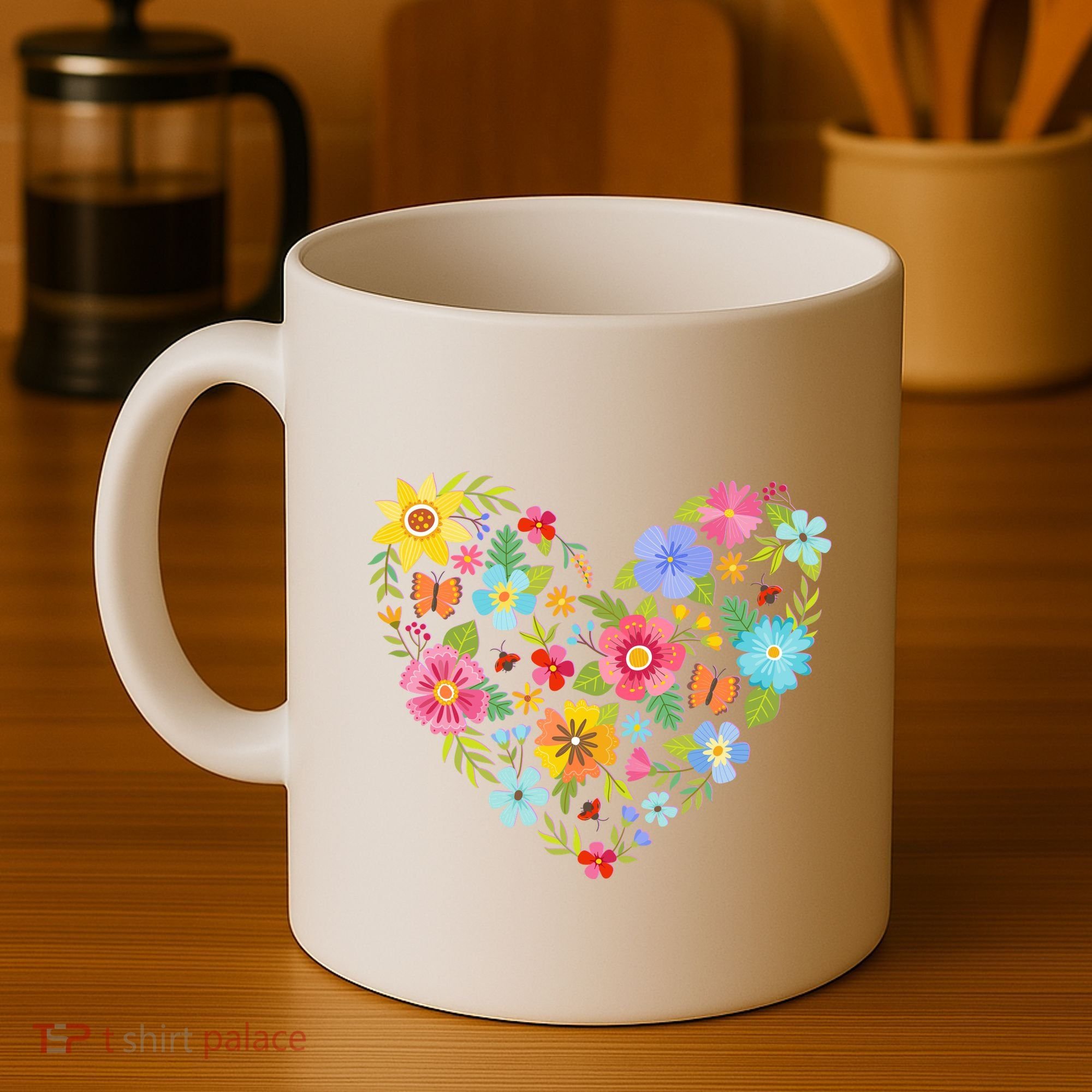 Springtime Flowers Floral Heart Coffee Mug