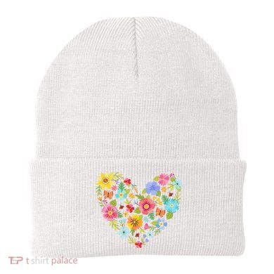 Springtime Flowers Floral Heart Beanie