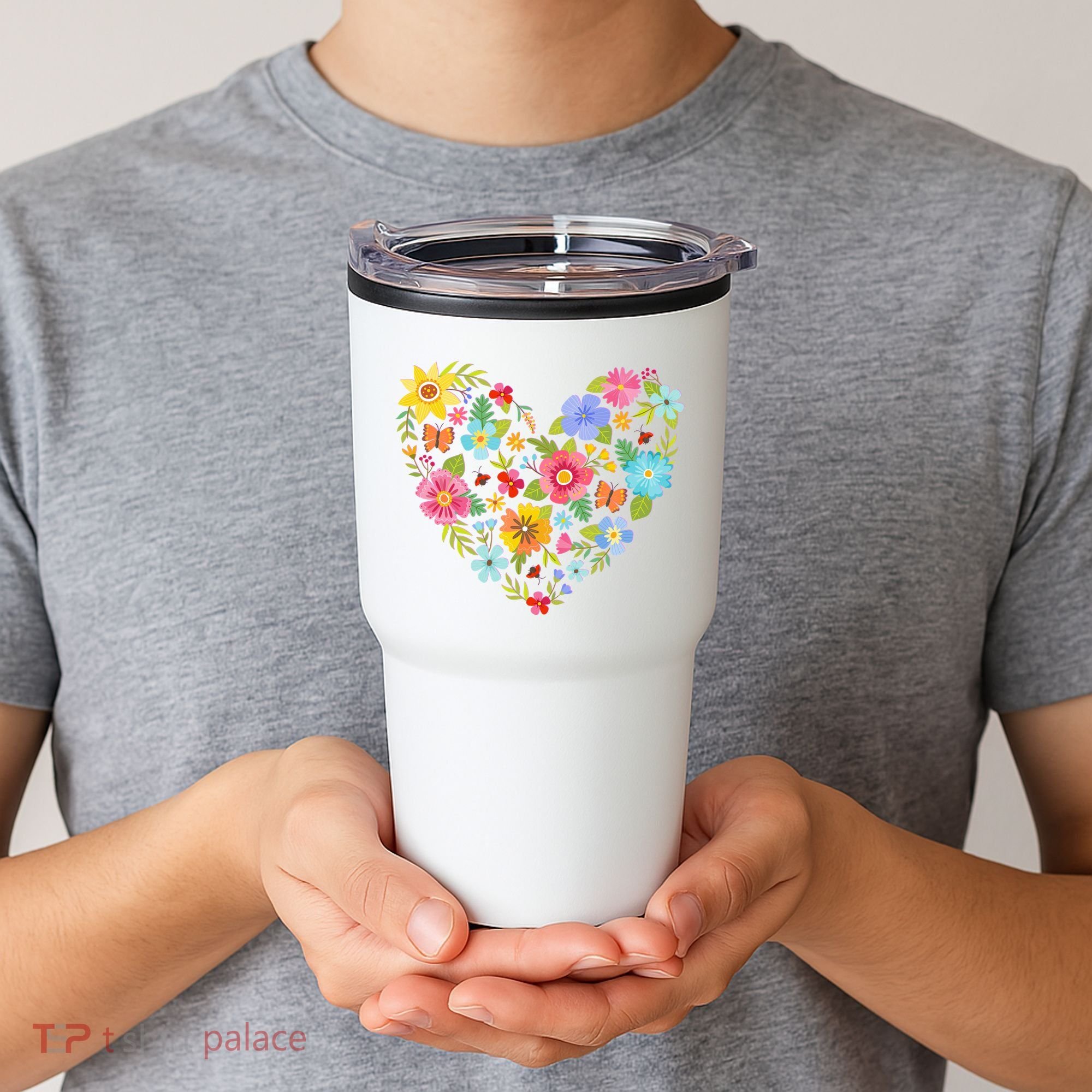 Springtime Flowers Floral Heart Tumbler