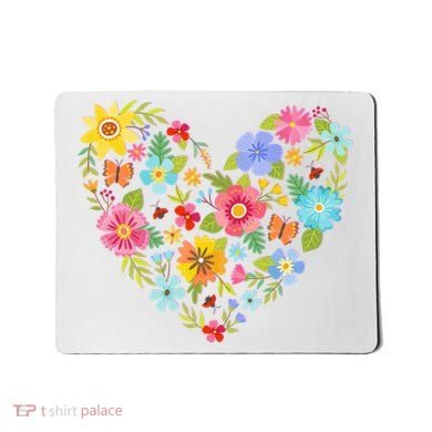Springtime Flowers Floral Heart Mousepad