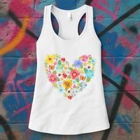 Springtime Flowers Floral Heart Women's Tank Top thumb 3