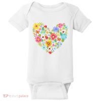 Springtime Flowers Floral Heart Baby Bodysuit thumb 0