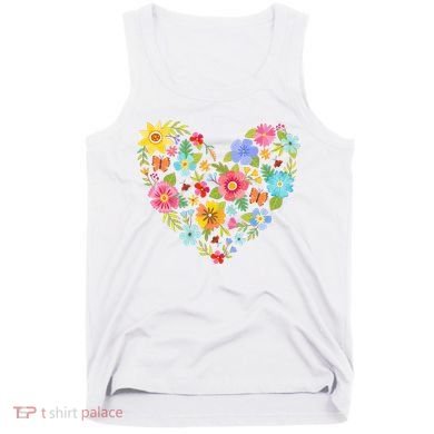 Springtime Flowers Floral Heart Tank Top
