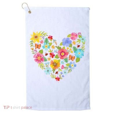 Springtime Flowers Floral Heart Golf Towel
