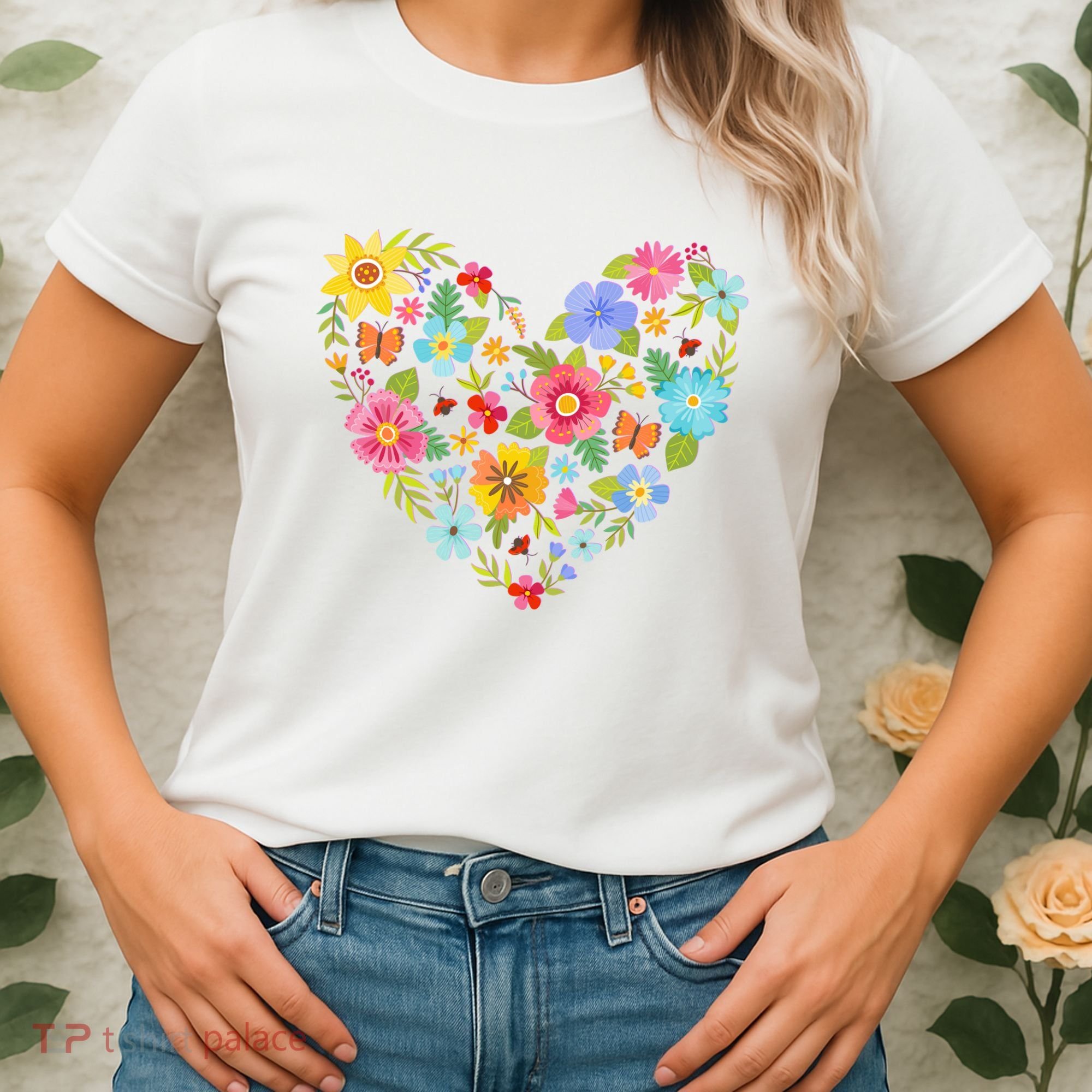 Springtime Flowers Floral Heart Women's T-Shirt