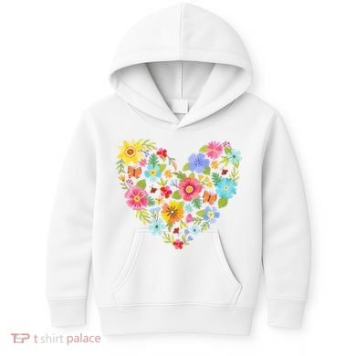 Springtime Flowers Floral Heart Kids Hoodie