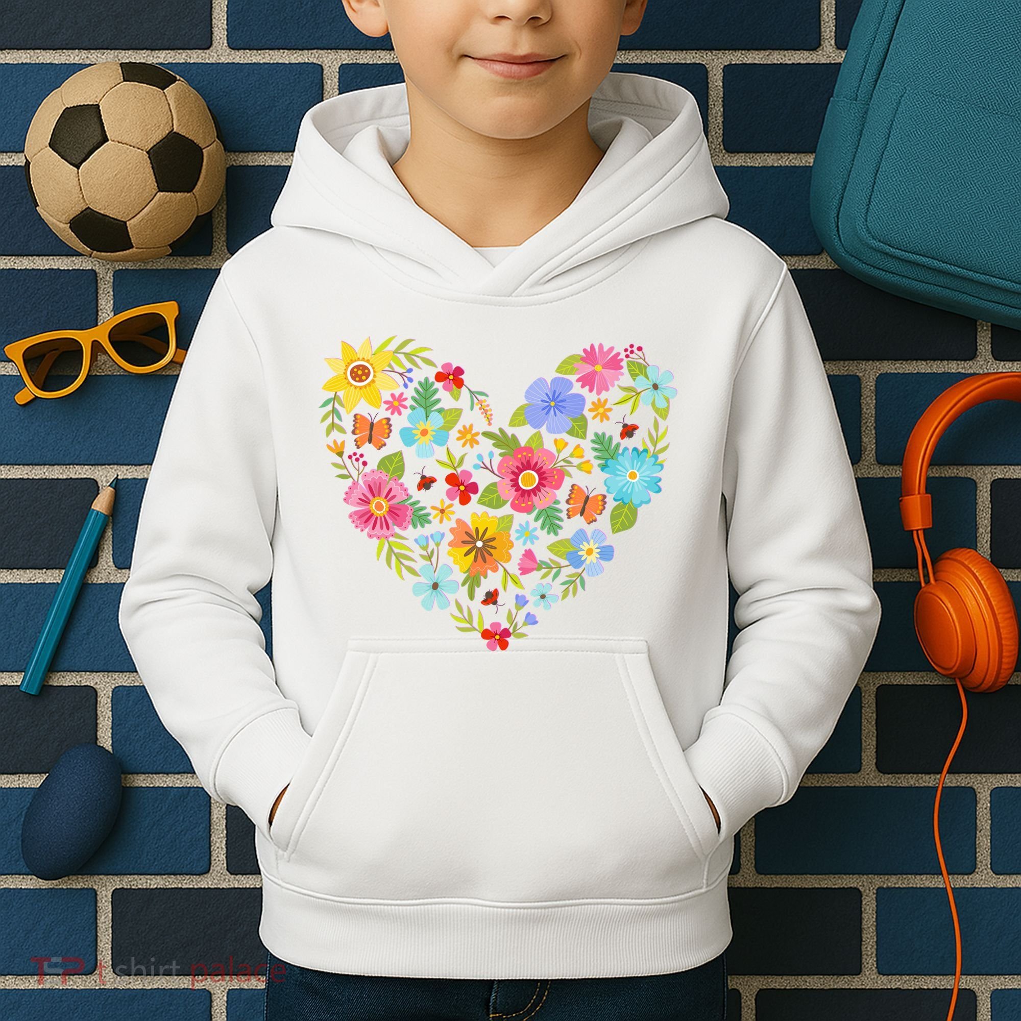 Springtime Flowers Floral Heart Kids Hoodie