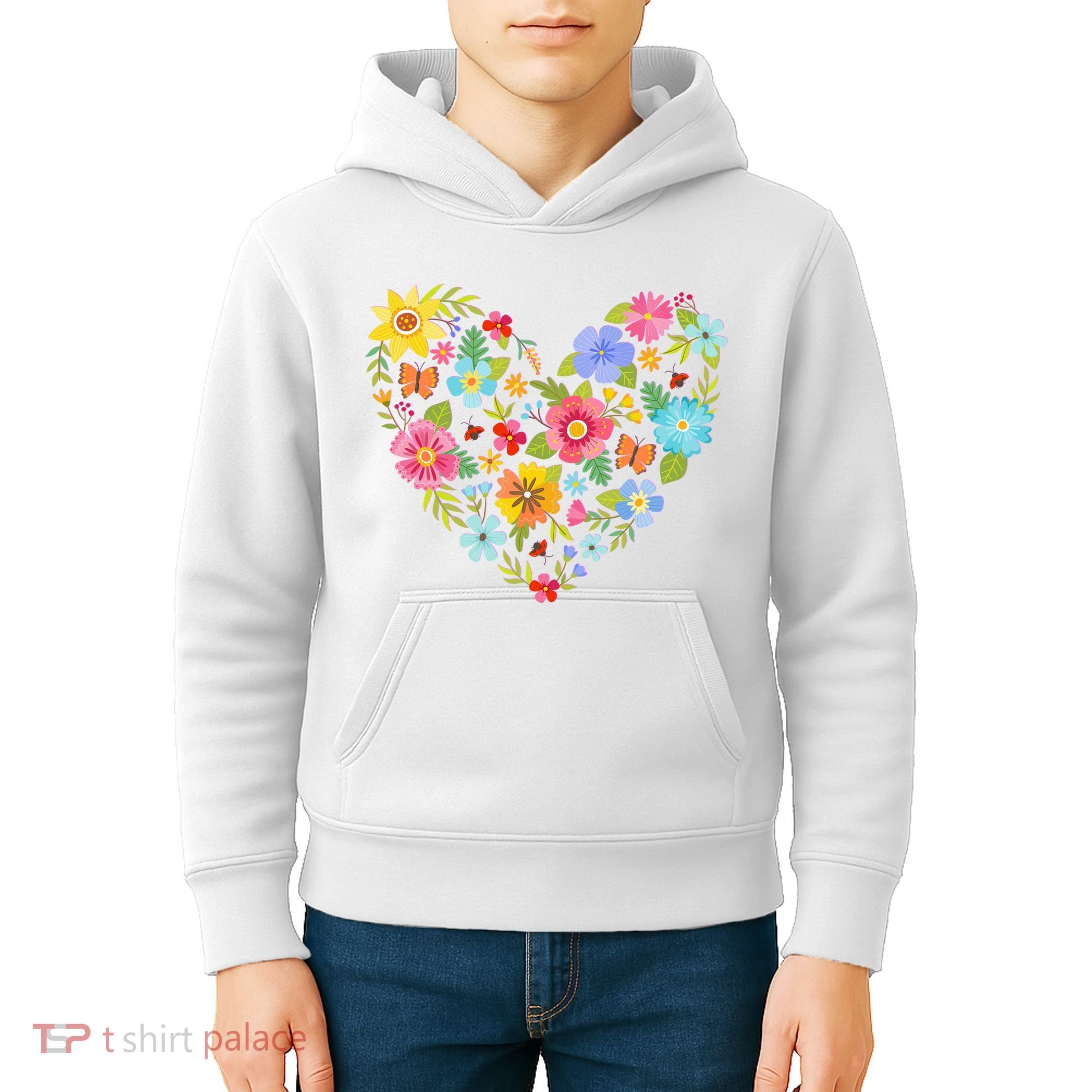 Springtime Flowers Floral Heart Kids Hoodie