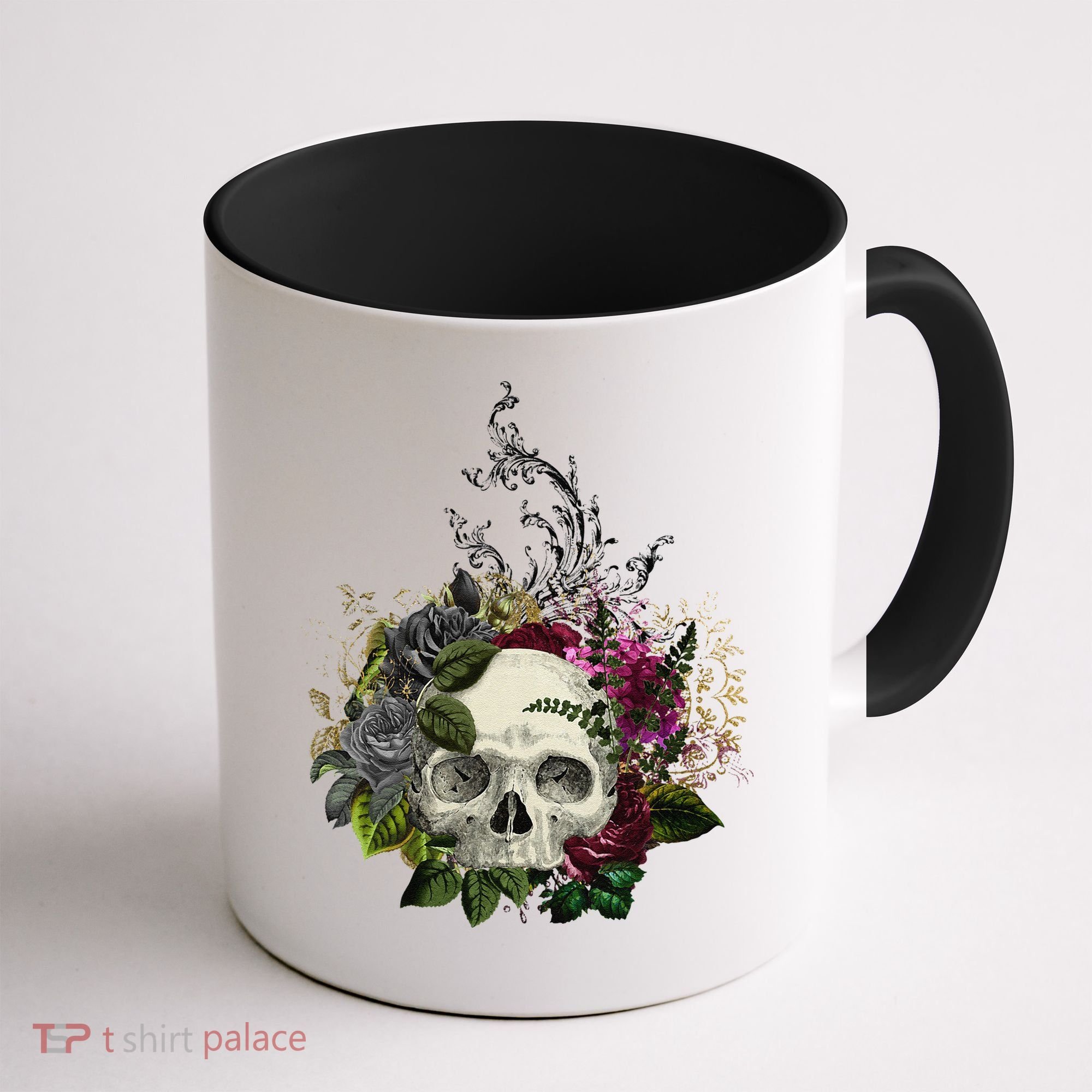 Skull Flowers Flower Sugar Skull Tree Roses Women Halloween Coffee Mug